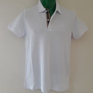 Burberry Shirts - BURBERRY LONDON MEN`S WHITE POLO LARGE COTTON Burberry Shirts - BURBERRY LONDON MEN`S WHITE POLO LARGE COTTON